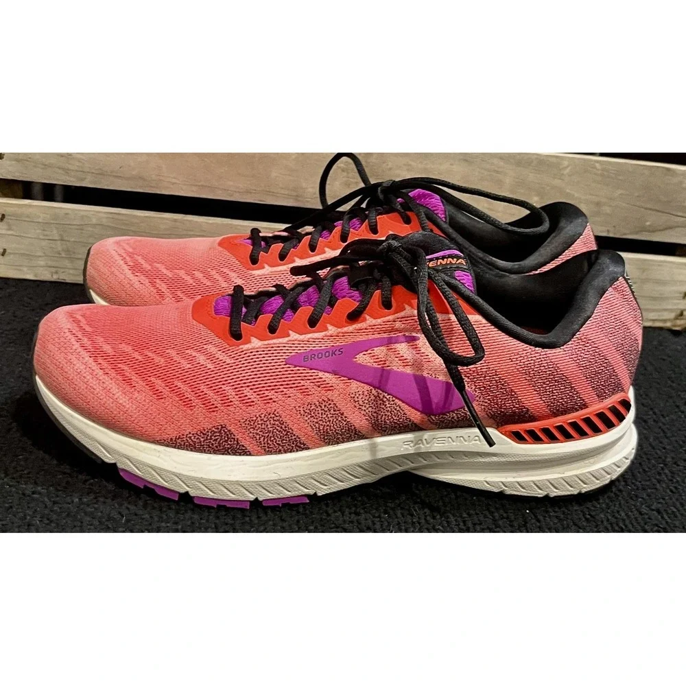 Brooks Ravenna Shoes Womens Size 9.5 Pink Orange Running‎ GuideRails 1202861B615